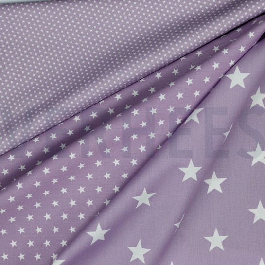 BAUMWOLLE POPELINE STERNE LILA #7