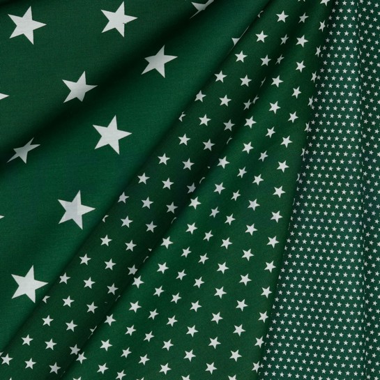 POPELINE DE COTON ÉTOILES VERT FONCÉ #7