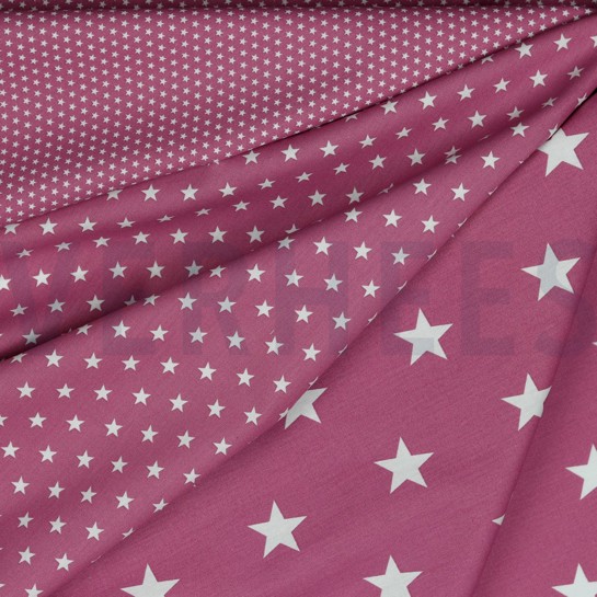KATOENEN POPLIN STERREN MAUVE #7