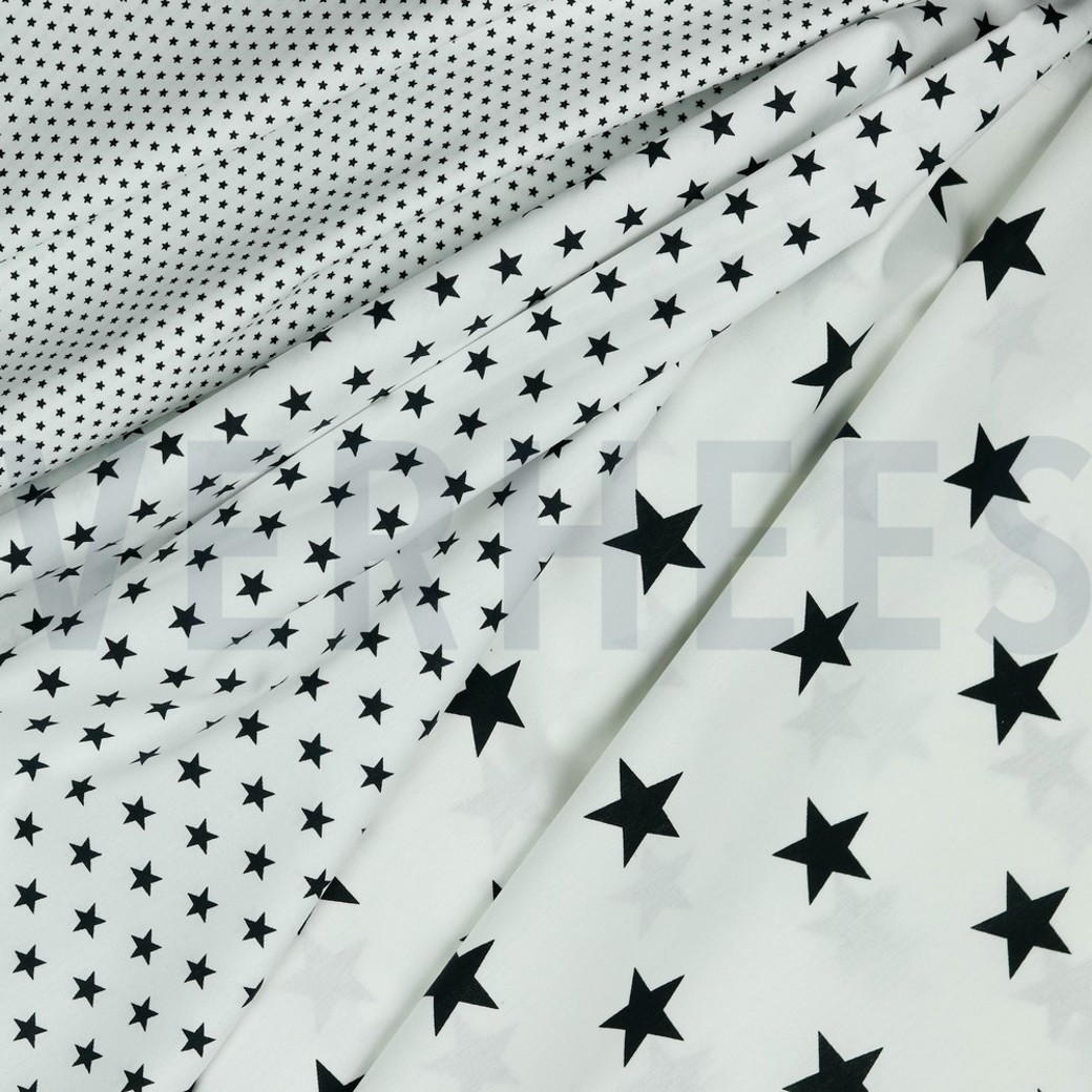 POPLIN STARS WHITE/BLACK #2