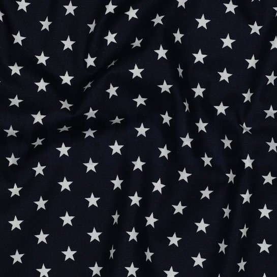 BAUMWOLLE POPELINE KLEINE STERNE MARINEBLAU #7