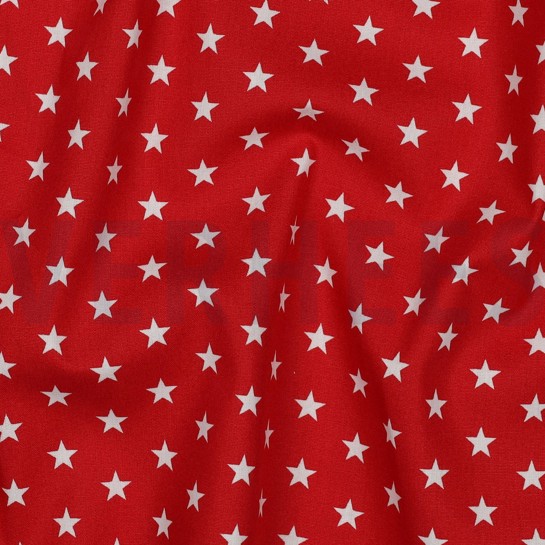 BAUMWOLLE POPELINE KLEINE STERNE ROT #7