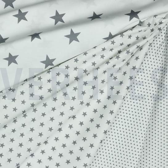 KATOENEN POPLIN KLEINE STERREN WIT / GRIJS #7