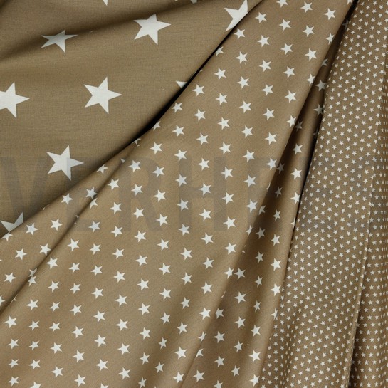 KATOENEN POPLIN MINI STERREN TAUPE #7