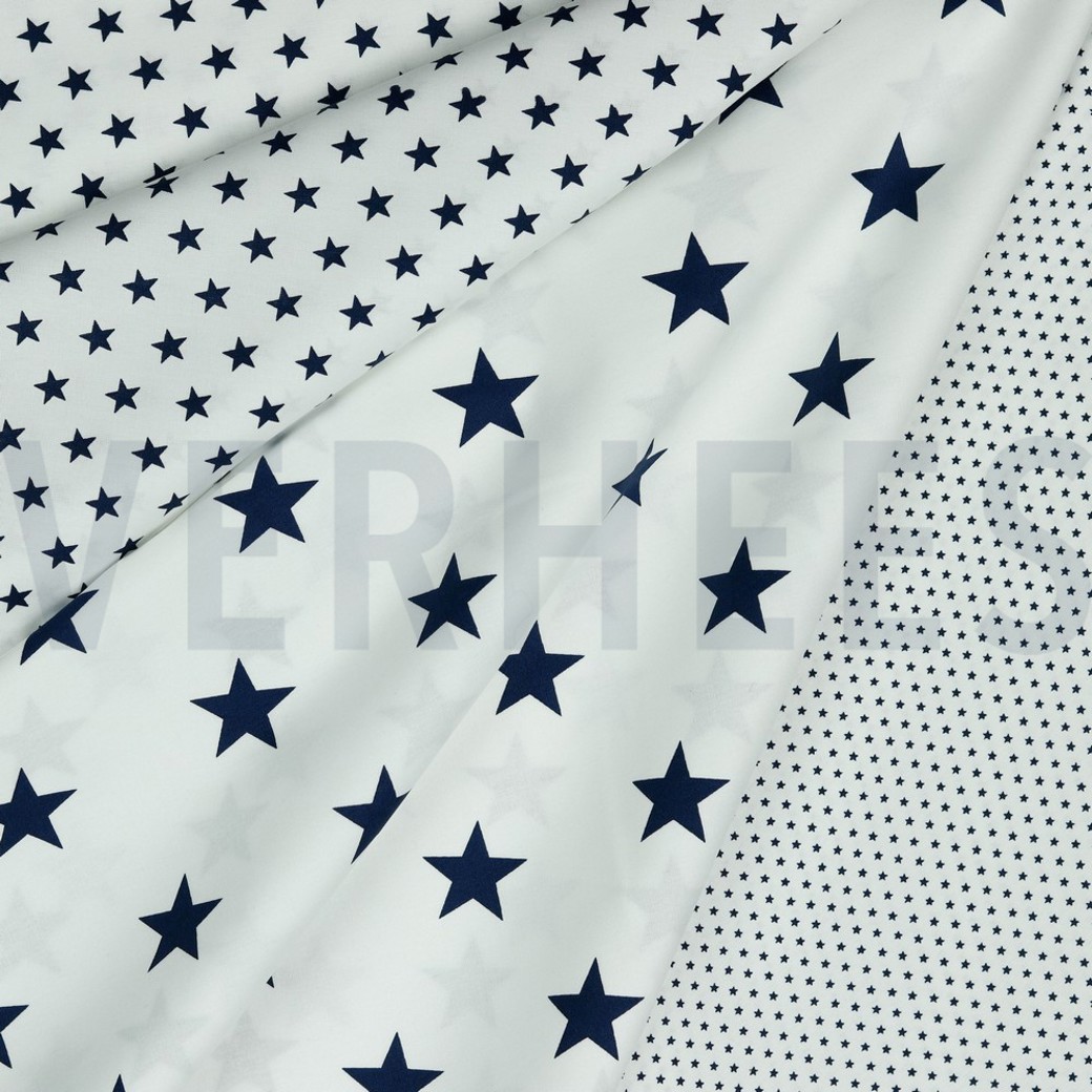POPLIN MINI STARS WHITE/NAVY #2
