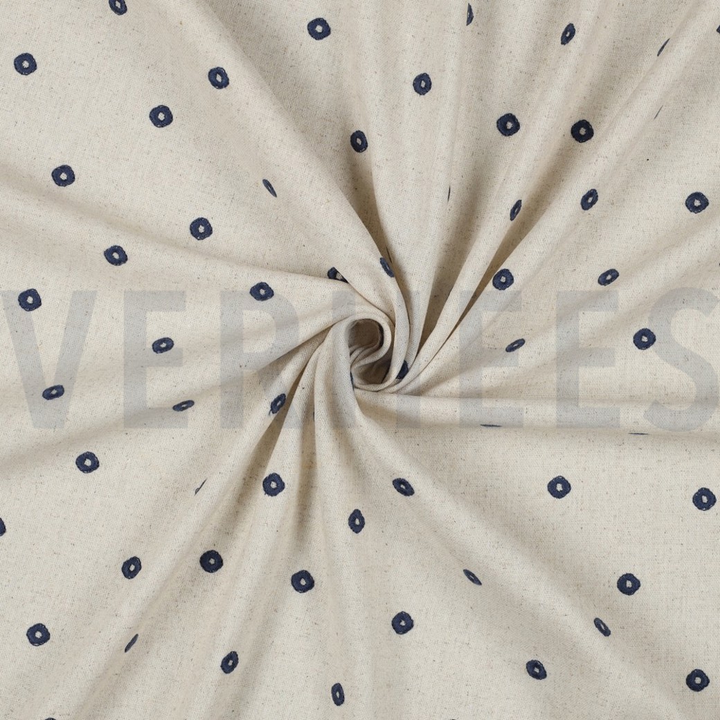 LINEN VISCOSE EMBROIDERY SQUARE INDIGO #2