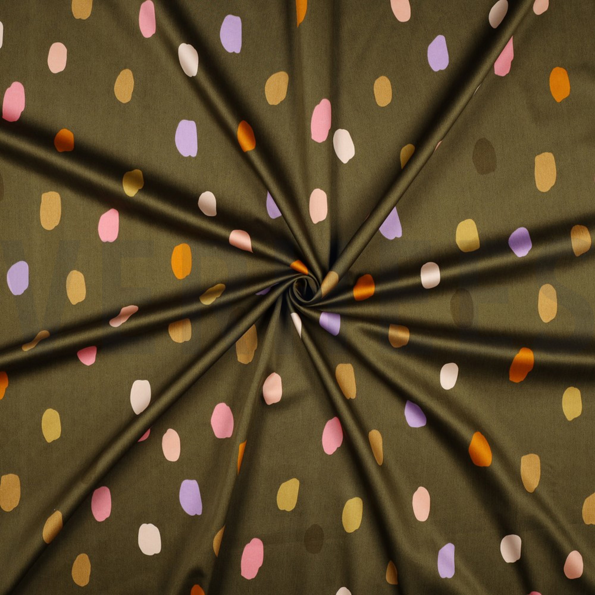 COTTON SATIN SUMMER SPOT MOSS GREEN (high resolution) #2