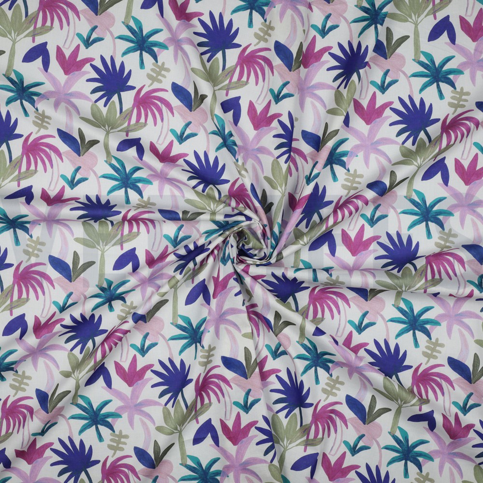 COTTON VOILE DIGITAL PALM HAVEN COBALT (high resolution) #2