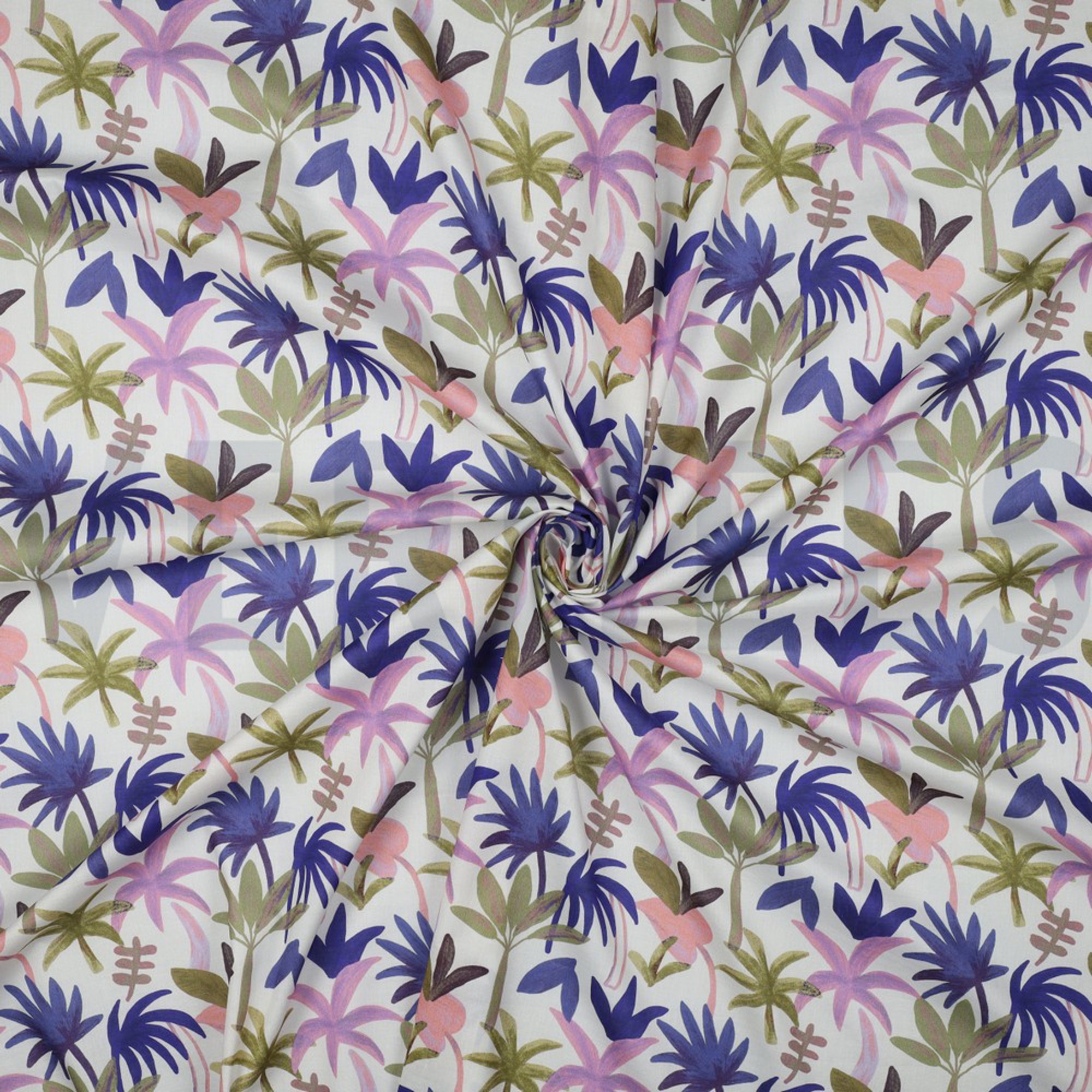 COTTON VOILE DIGITAL PALM HAVEN COBALT / MAGENTA (high resolution) #2