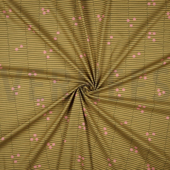 KATOENEN POPLIN GEBROKEN STREPEN GROEN #7