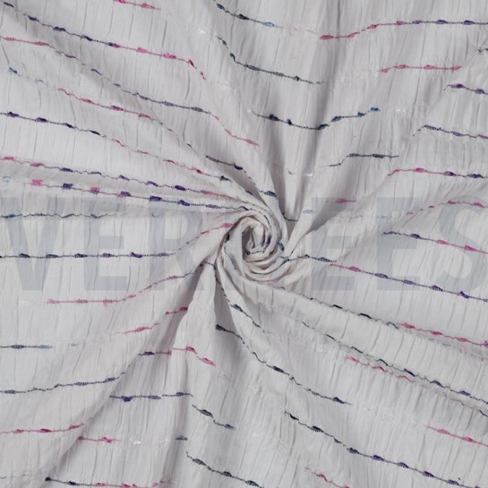 KRINKEL BAUMWOLLE DOBBY STREIFEN WEISS #7