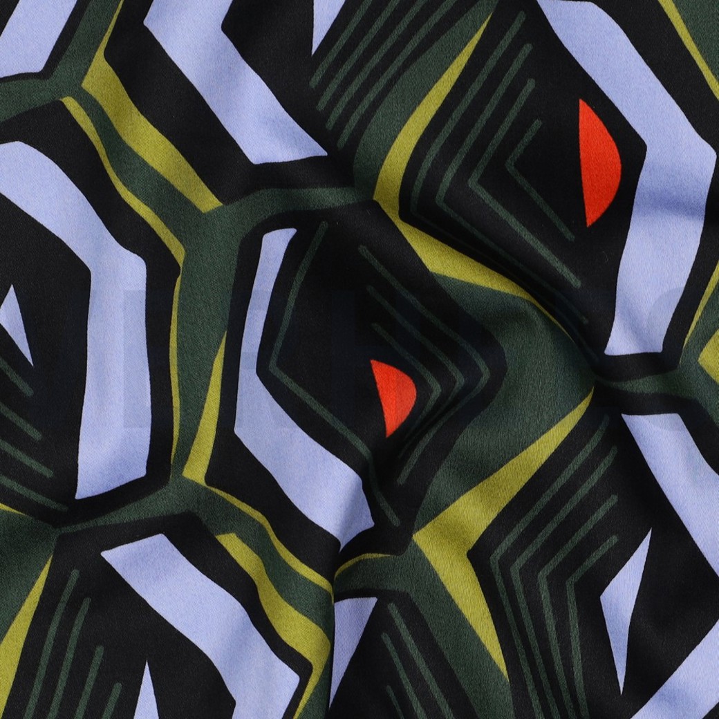 COTTON SATIN GEOMETRIC DARK GREEN #2