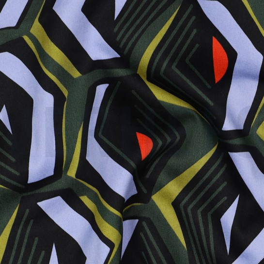 BAUMWOLLE SATIN GEOMETRISCH DUNKELGRÜN #7