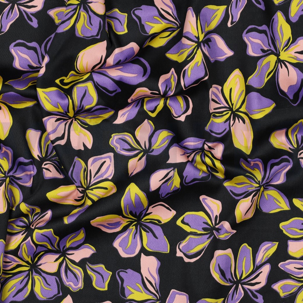 COTTON SATIN FLOWERS BLACK #2