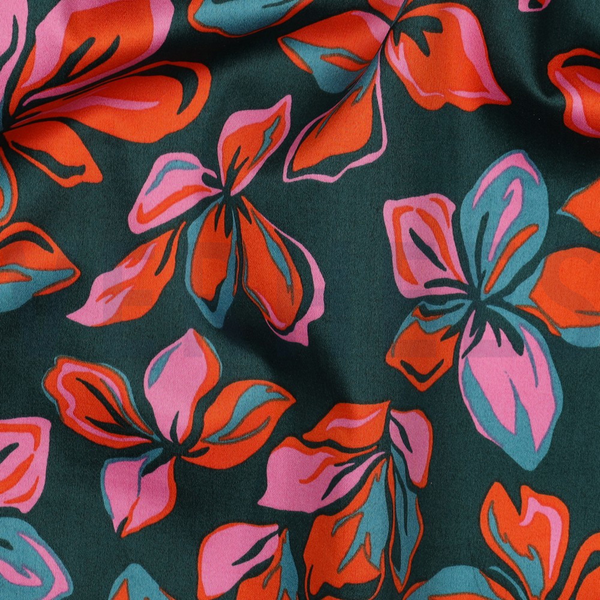 COTTON SATIN FLOWERS DARK GREEN (high resolution) #2