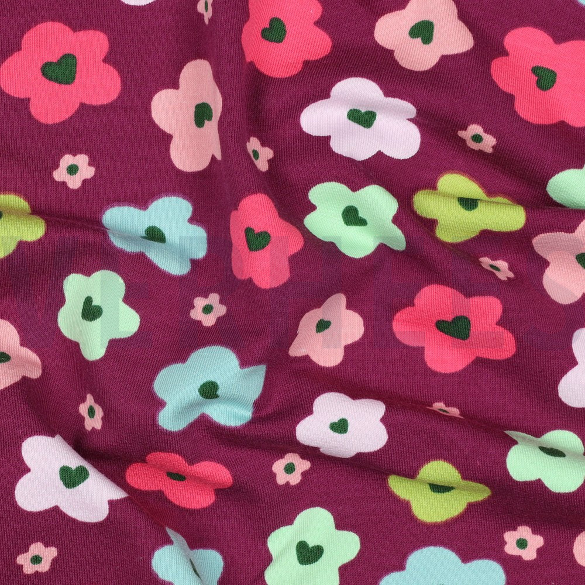 FRENCH TERRY ABSTRACT FLOWERS BORDEAUX (high resolution) #2