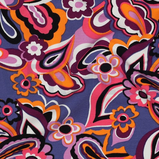 FRENCH TERRY BLUMEN MARINEBLAU #7