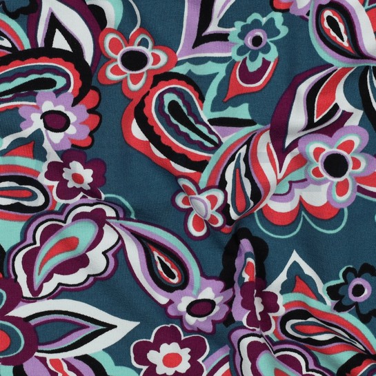 FRENCH TERRY FLOWERS PETROL #7