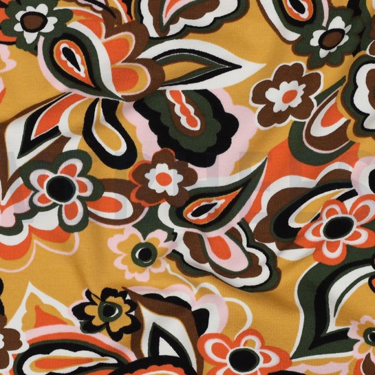 FRENCH TERRY FLOWERS CAMEL #7