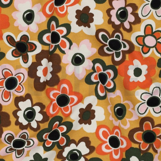 FRENCH TERRY FLOWERS CAMEL #7