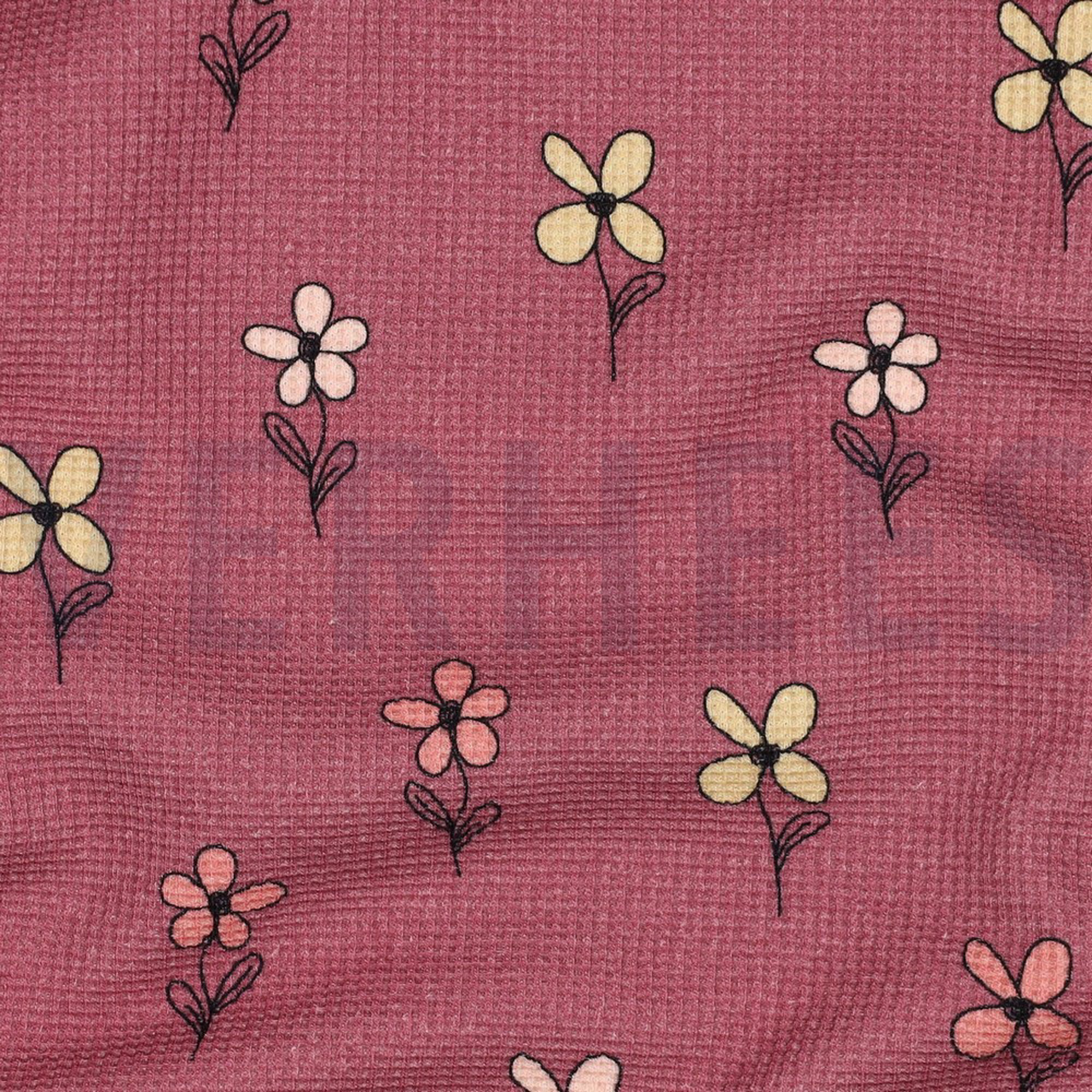 WAFFLE JERSEY FLOWERS BORDEAUX (high resolution) #2
