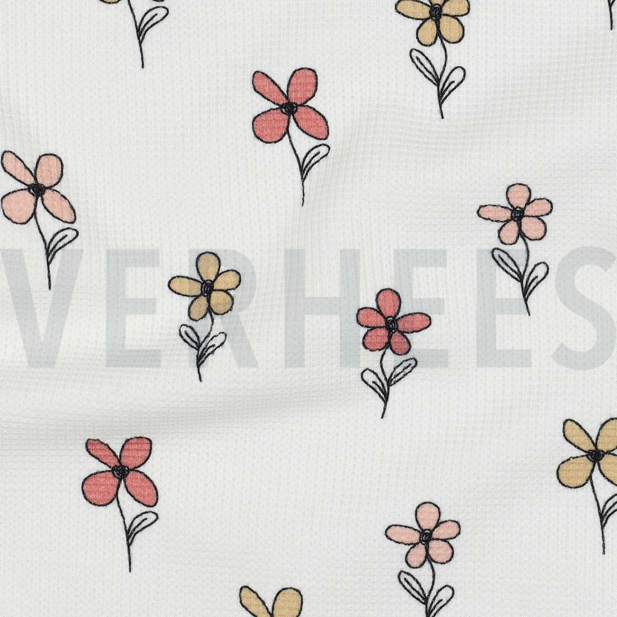 WAFFLE JERSEY FLOWERS BORDEAUX (high resolution) #2