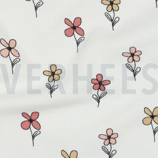 WAFELJERSEY BLOEMEN BORDEAUX #7