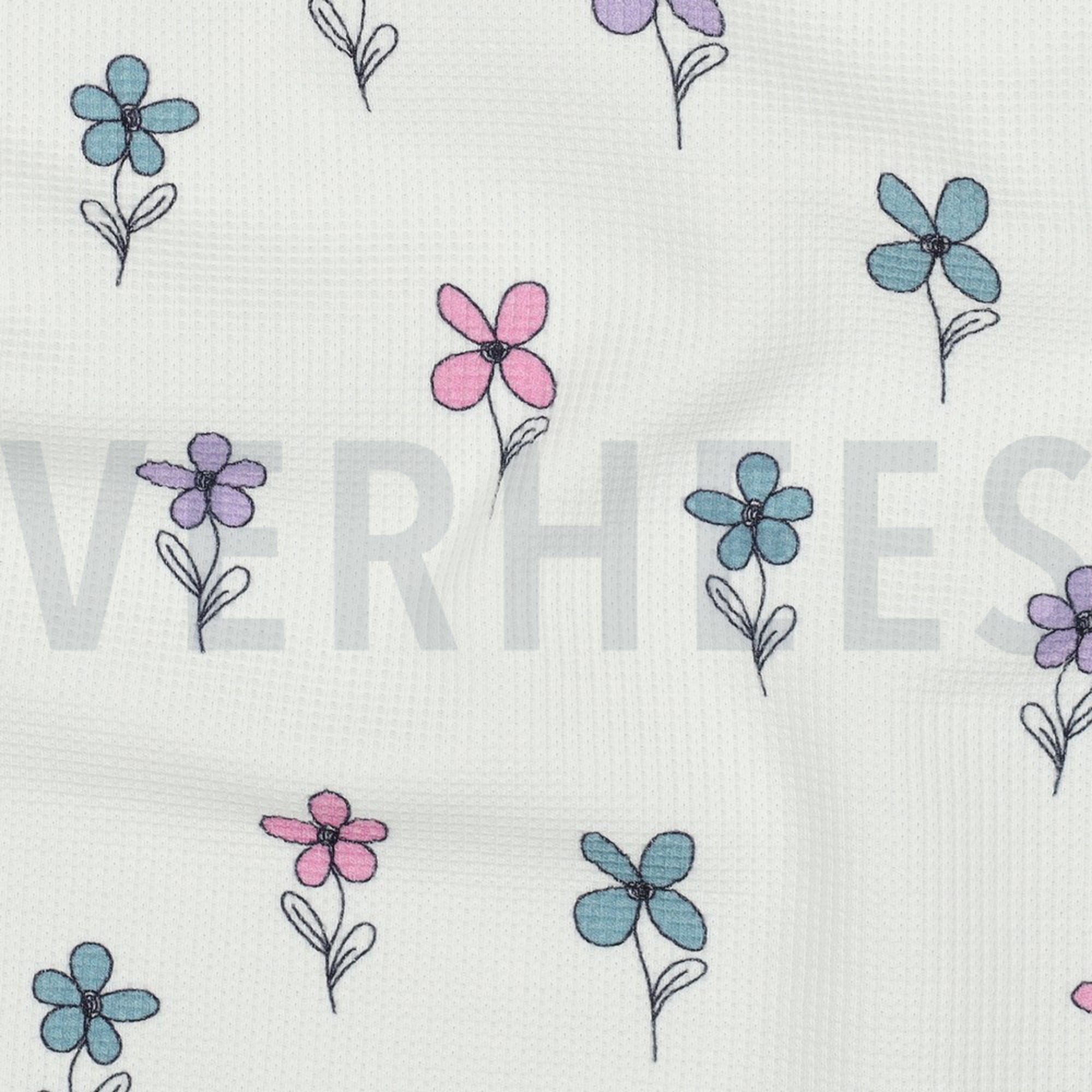 WAFFLE JERSEY FLOWERS PETROL (high resolution) #2