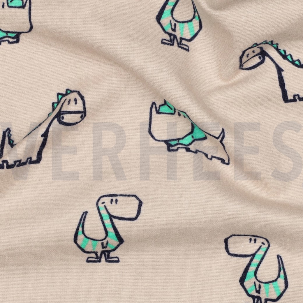 FLANNEL DINOSAURS BEIGE #2