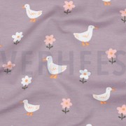 JERSEY GOTS DUCKS AND FLOWERS MAUVE (thumbnail) #2