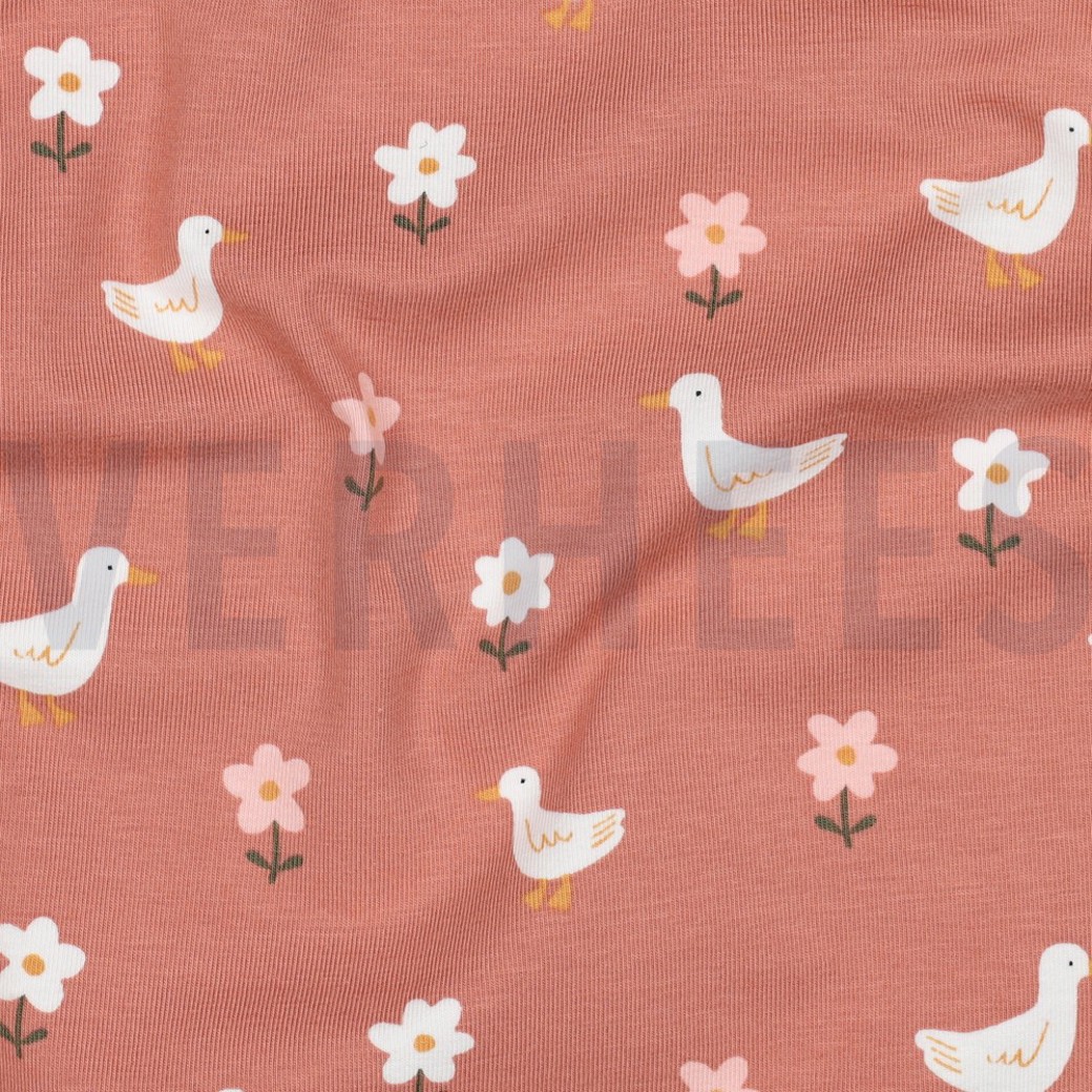 JERSEY GOTS DUCKS AND FLOWERS PINK #2