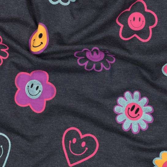 JERSEY MÉLANGE PAILLETTES SMILEYS INDIGO #7