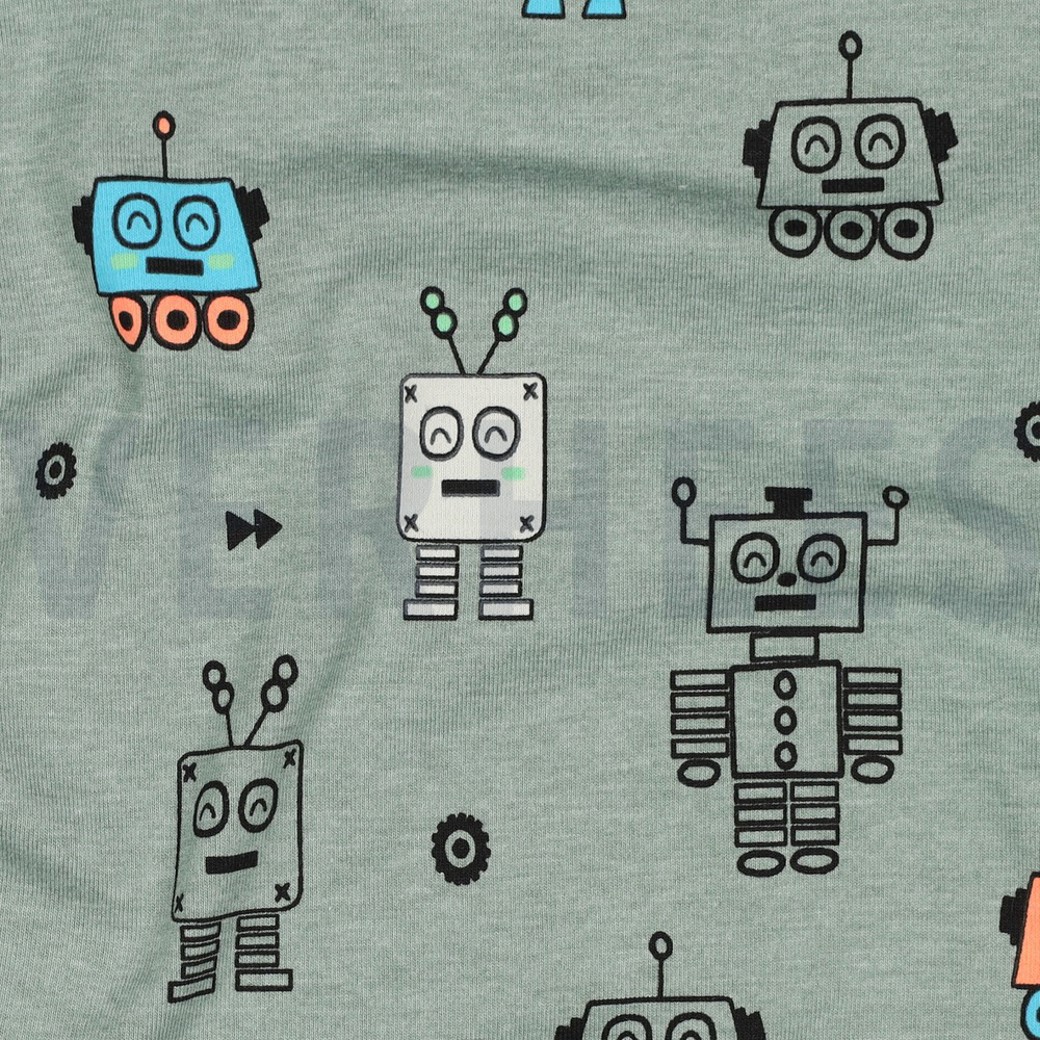 JERSEY MELANGE NEON ROBOTS DARK MINT #2