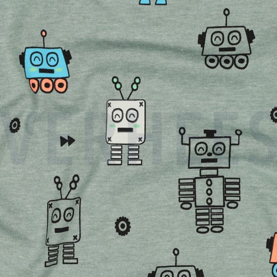 JERSEY MELANGE NEON ROBOTS DARK MINT #7
