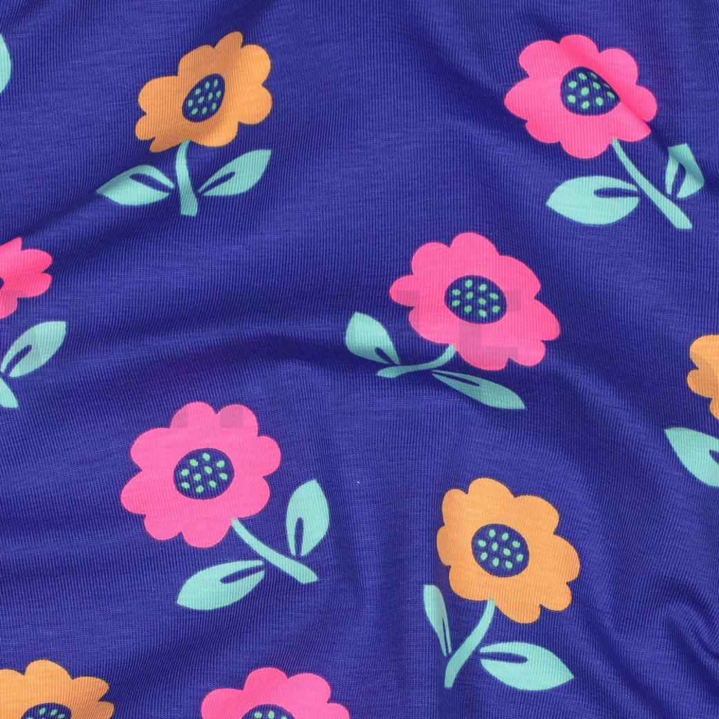 JERSEY NEON FLOWERS COBALT #2