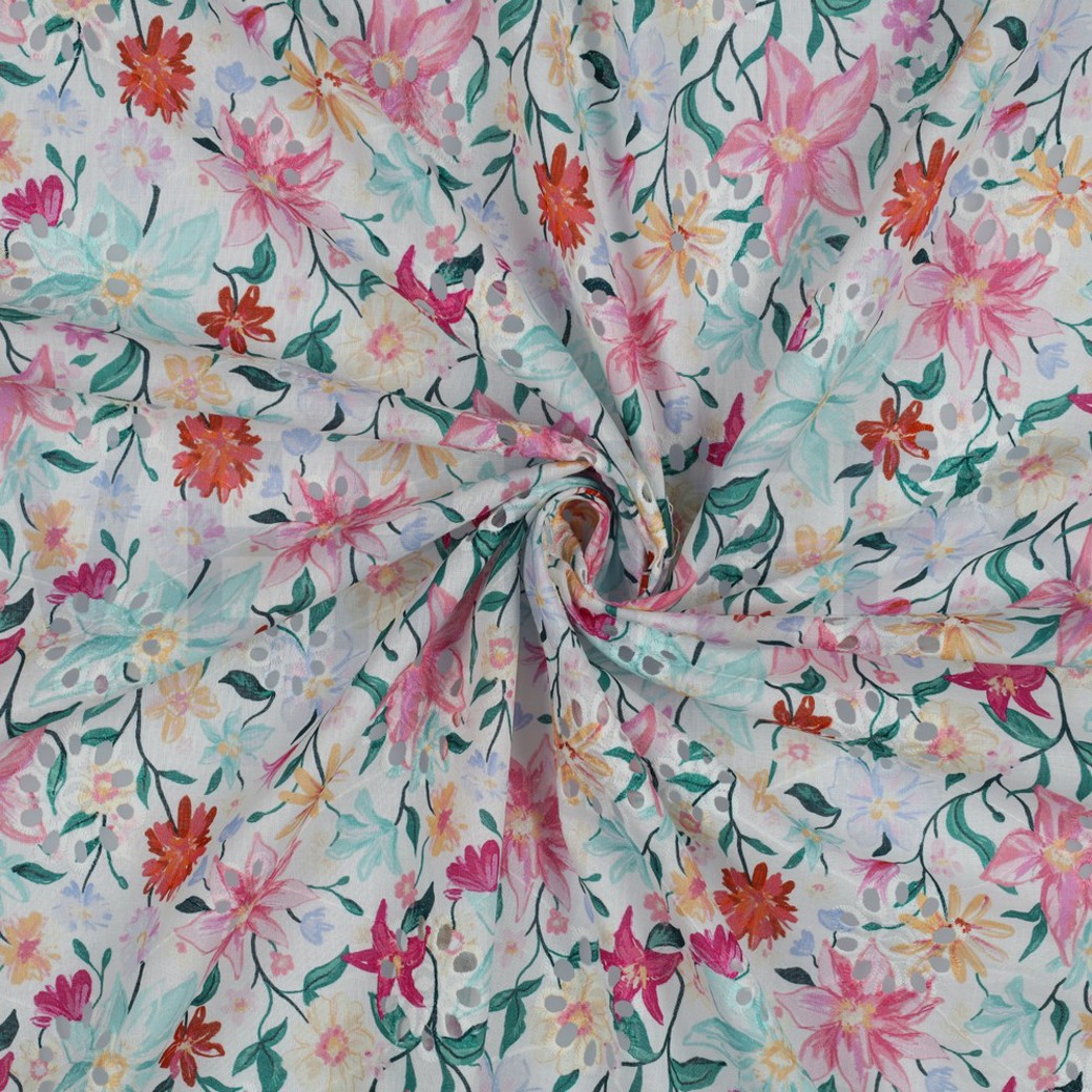 COTTON EMBROIDERY DIGITAL FLOWERS WHITE #2