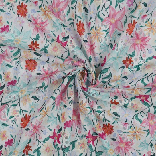 COTTON EMBROIDERY DIGITAL FLOWERS WHITE #7