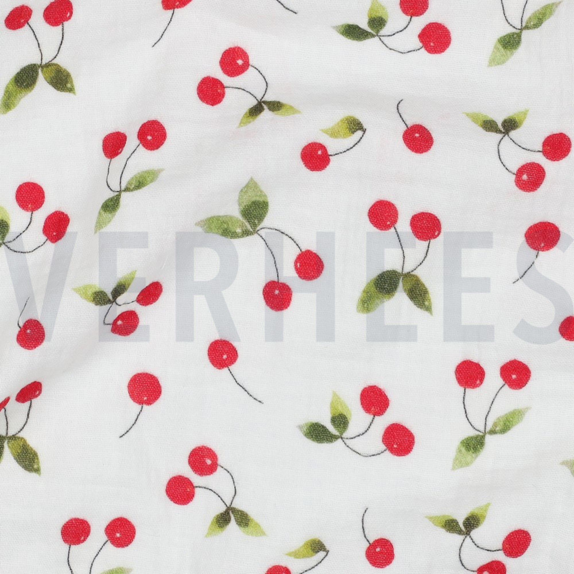 DOUBLE GAUZE DIGITAL CHERRIES WHITE (high resolution) #2