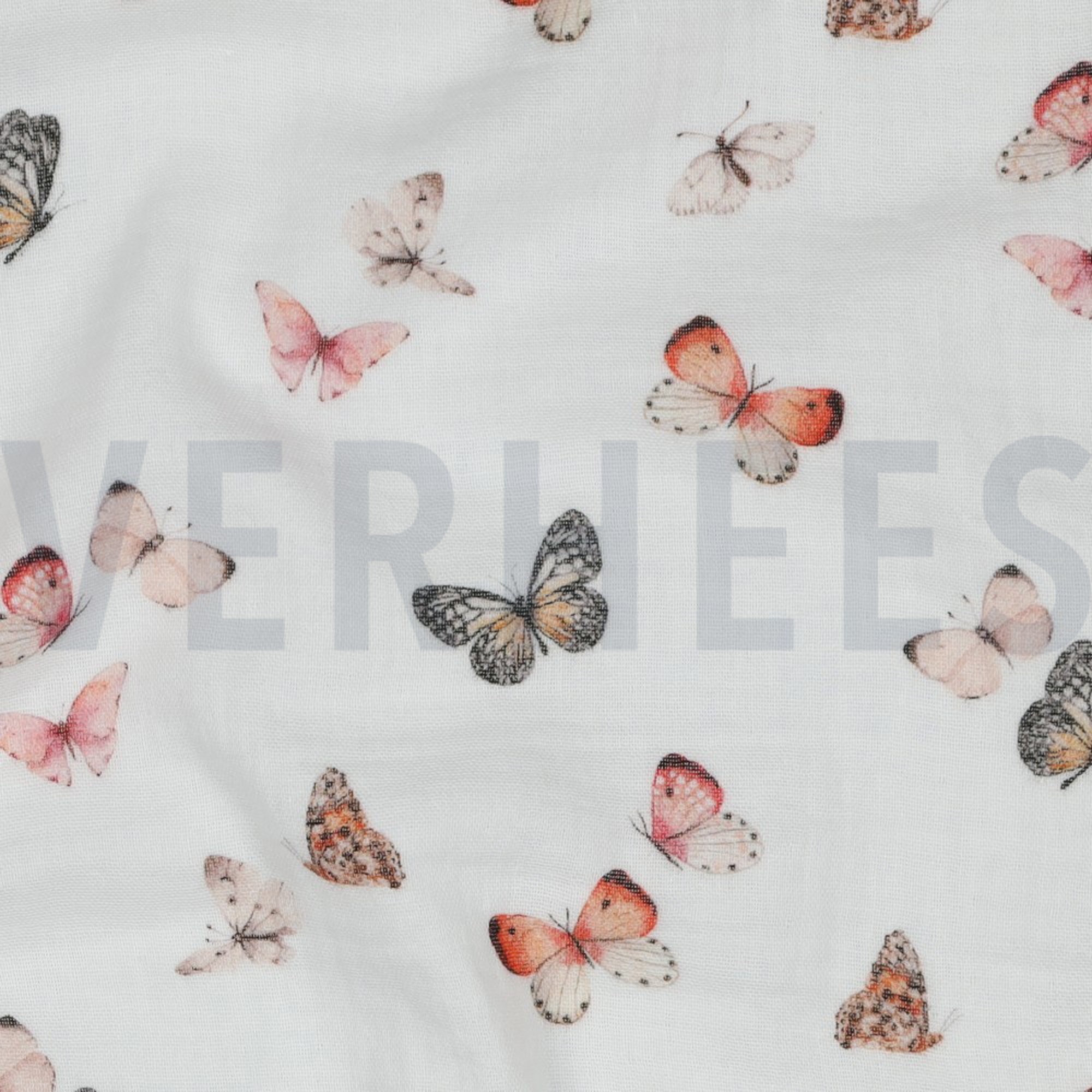 DOUBLE GAUZE DIGITAL BUTTERFLIES WHITE (high resolution) #2