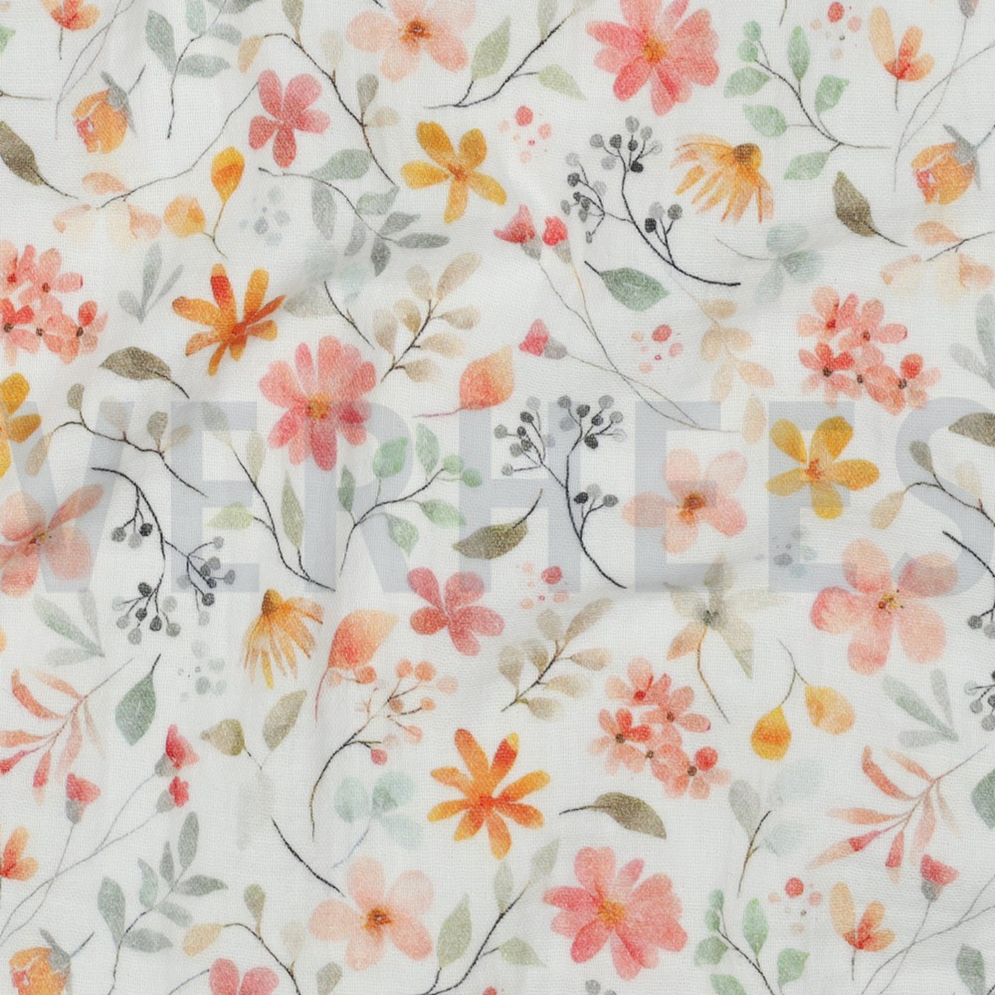 DOUBLE GAUZE DIGITAL FLOWERS WHITE (high resolution) #2