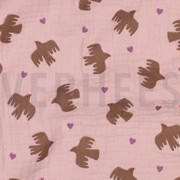 DOUBLE GAUZE GOTS BIRDS SOFT ROSE (thumbnail) #2