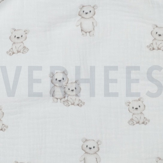 MUSSELIN GOTS DIGITAL TIERE WEISS #7