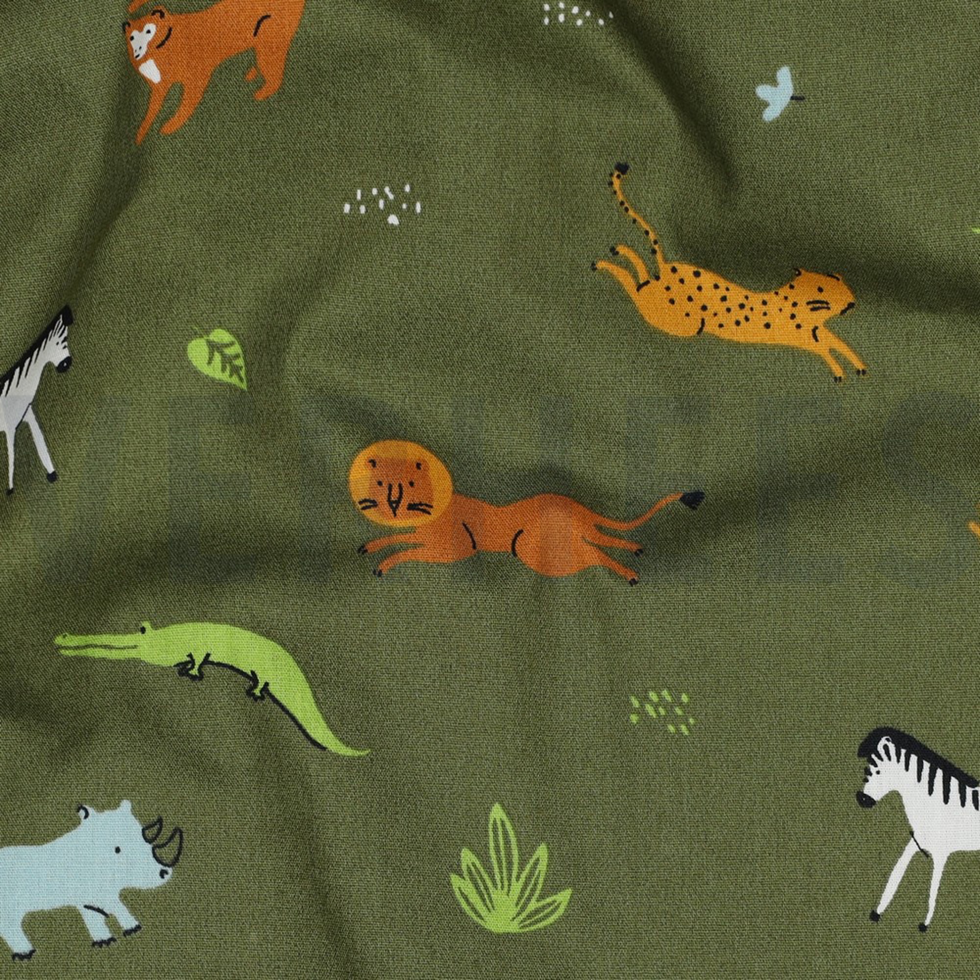POPLIN GOTS ANIMALS ARMY GREEN (high resolution) #2