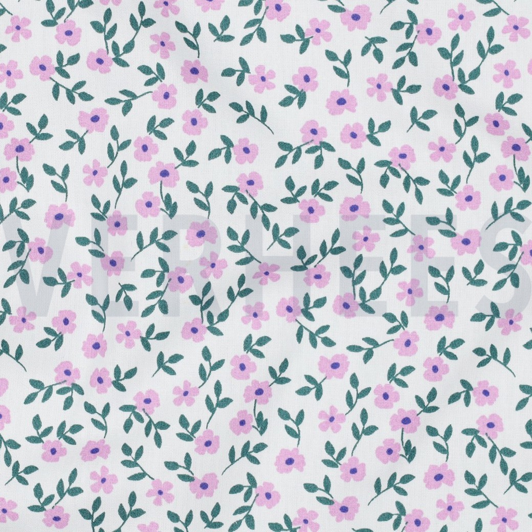POPLIN GOTS FLOWERS WHITE #2
