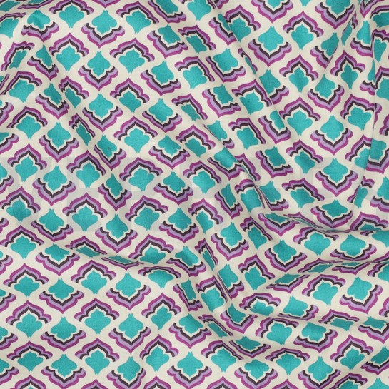 BAUMWOLLE POPELINE BLUMEN LILA/VIOLETT #7