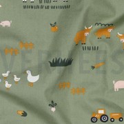 FINE POPLIN FARM ANIMALS ARMY GREEN (thumbnail) #2