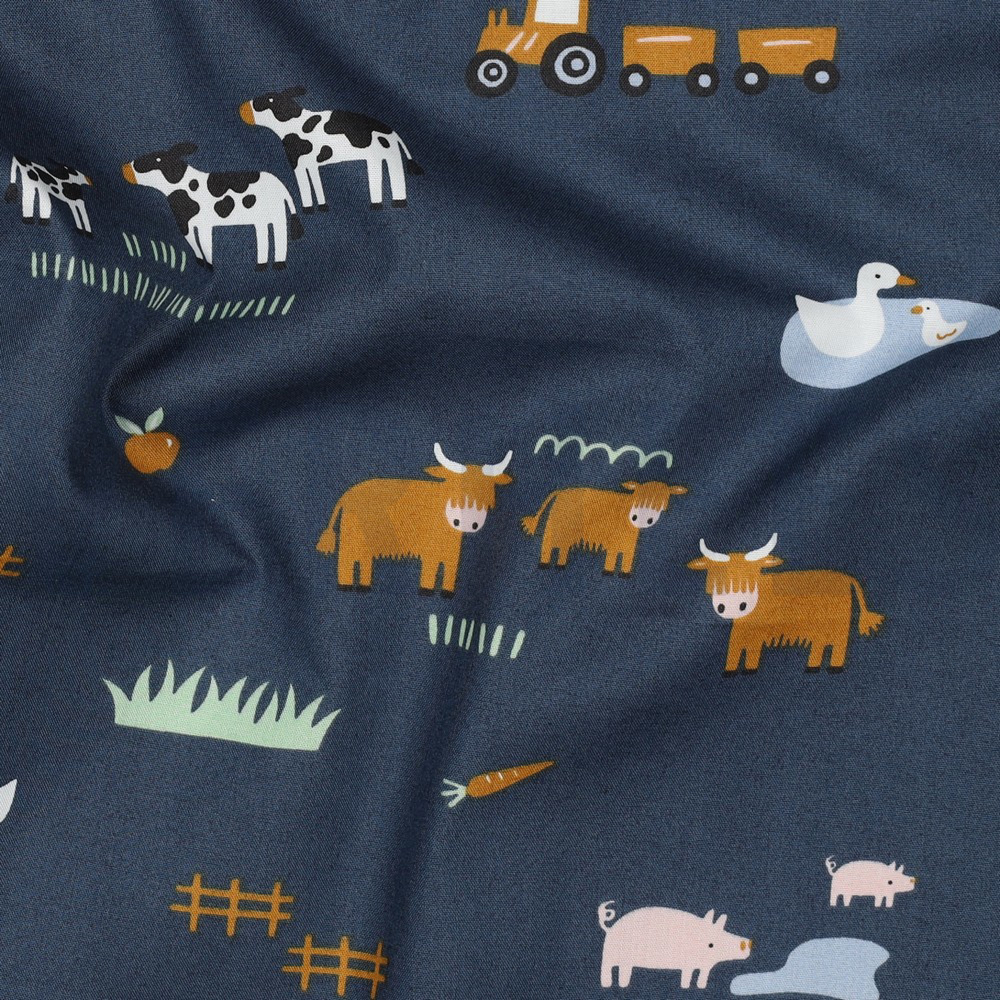 FINE POPLIN FARM ANIMALS BLUE (high resolution) #2