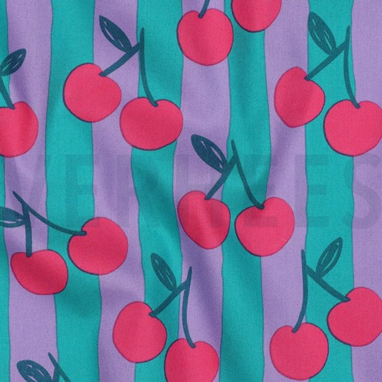 KATOENEN POPLIN FRUIT PETROL #7