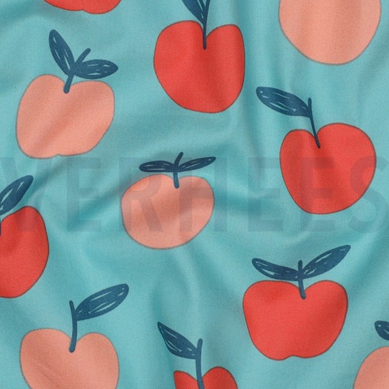 POPELINE DE COTON FRUITS PÉTROLE CLAIR #7