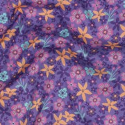 FINE POPLIN FLOWERS AND UNICORNS LAVENDER (thumbnail) #2